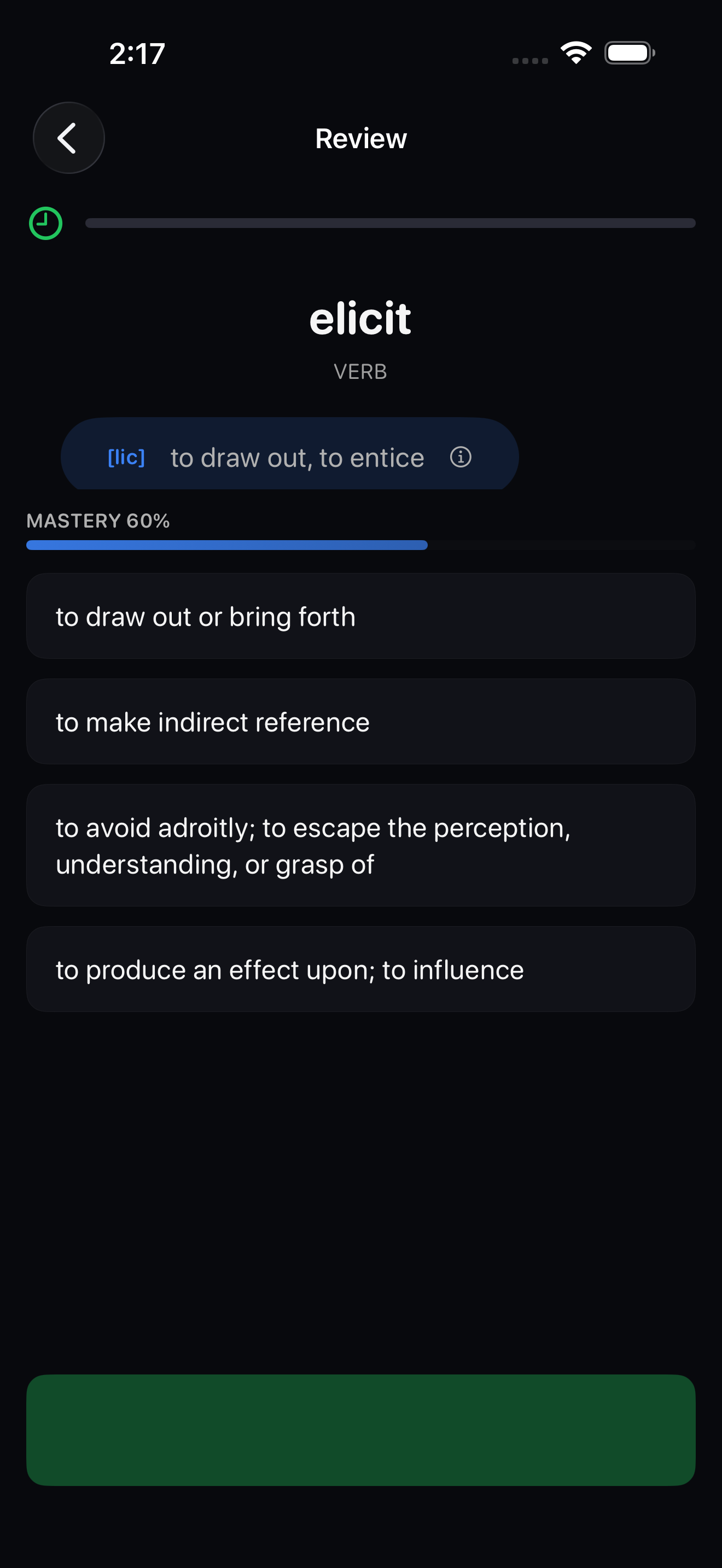 WordRush quiz mode answer choices